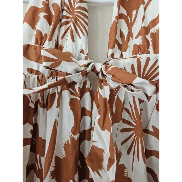 Bobbles and Lace Women’s Maxi Dress Large Sleeveless Halter Brown White Floral - Picture 5 of 12